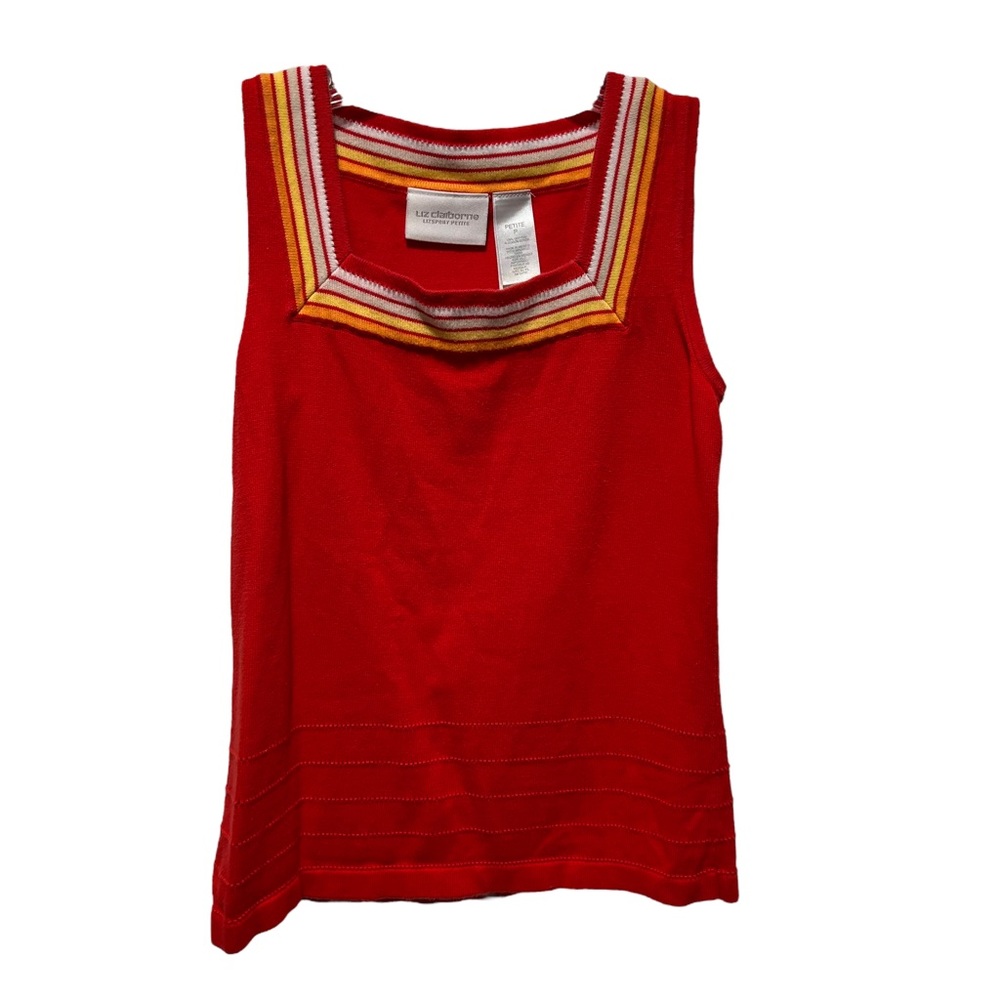 VTG Liz Claiborne 90’s Retro Red Sleeveless Pullover Top Vest